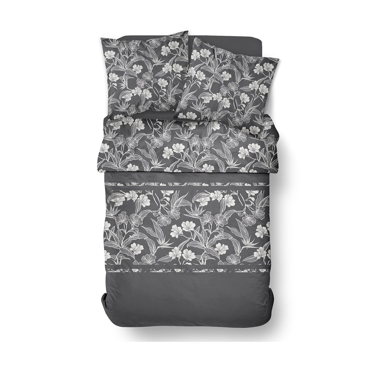 Parure de lit imprimé Floral coton FLANELLE bleu marine, TODAY