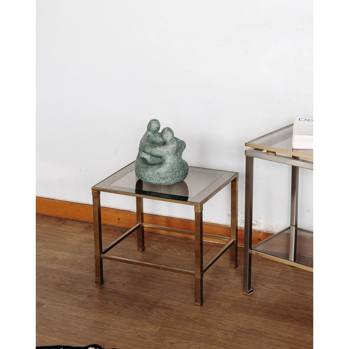 Table d'appoint en verre Hanna N°252 - Bon état doré, DEBONGOUT