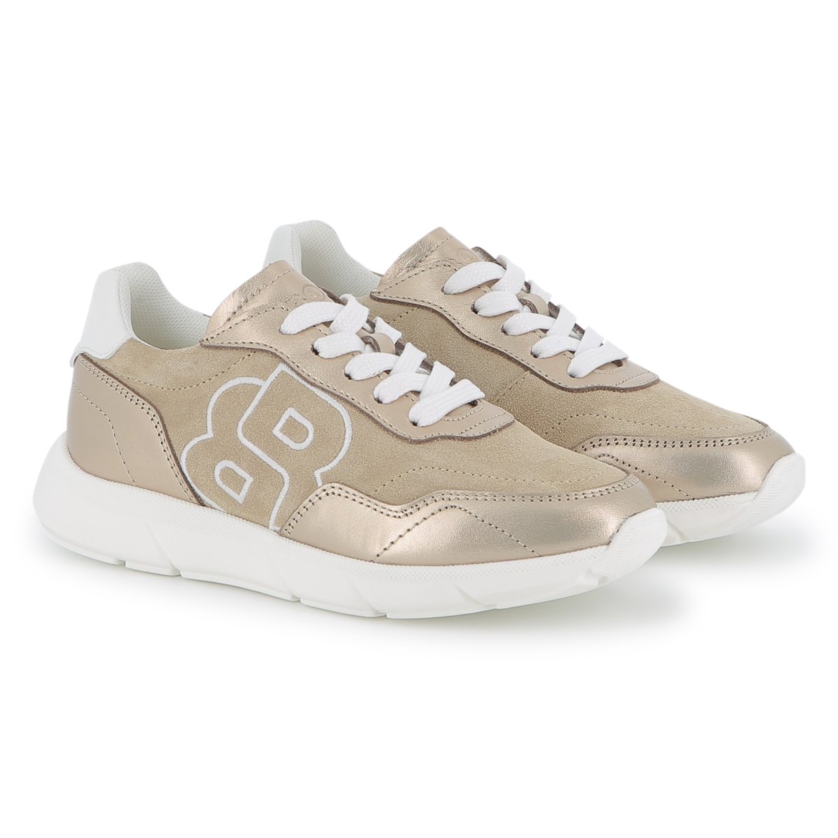 Sneakers stringate grege, BOSS KIDSWEAR