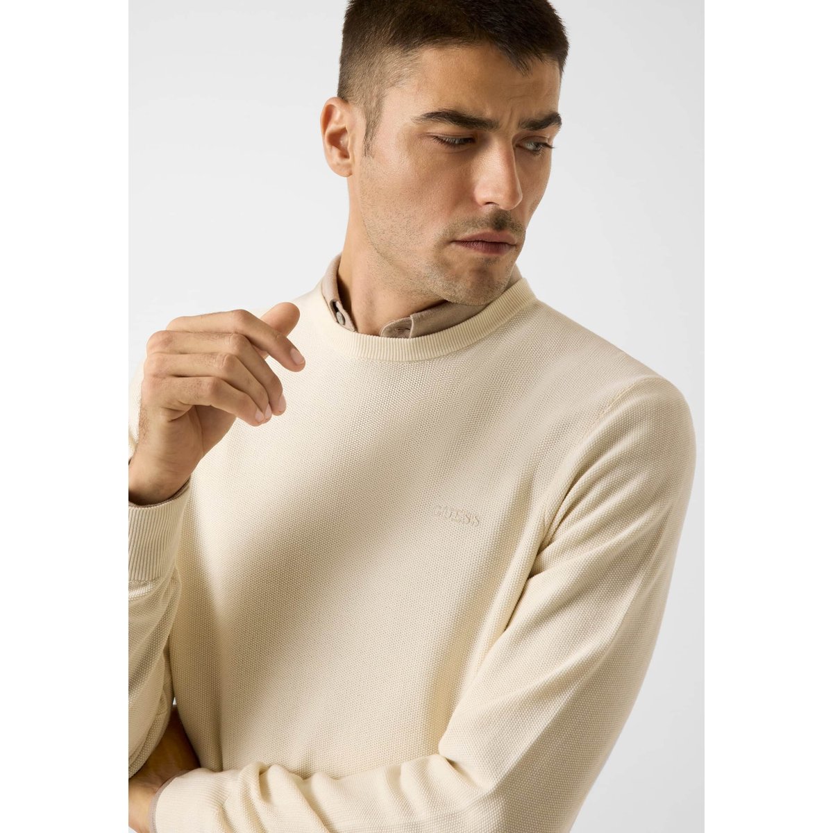 Pull En Mélange De Lyocell crème, GUESS