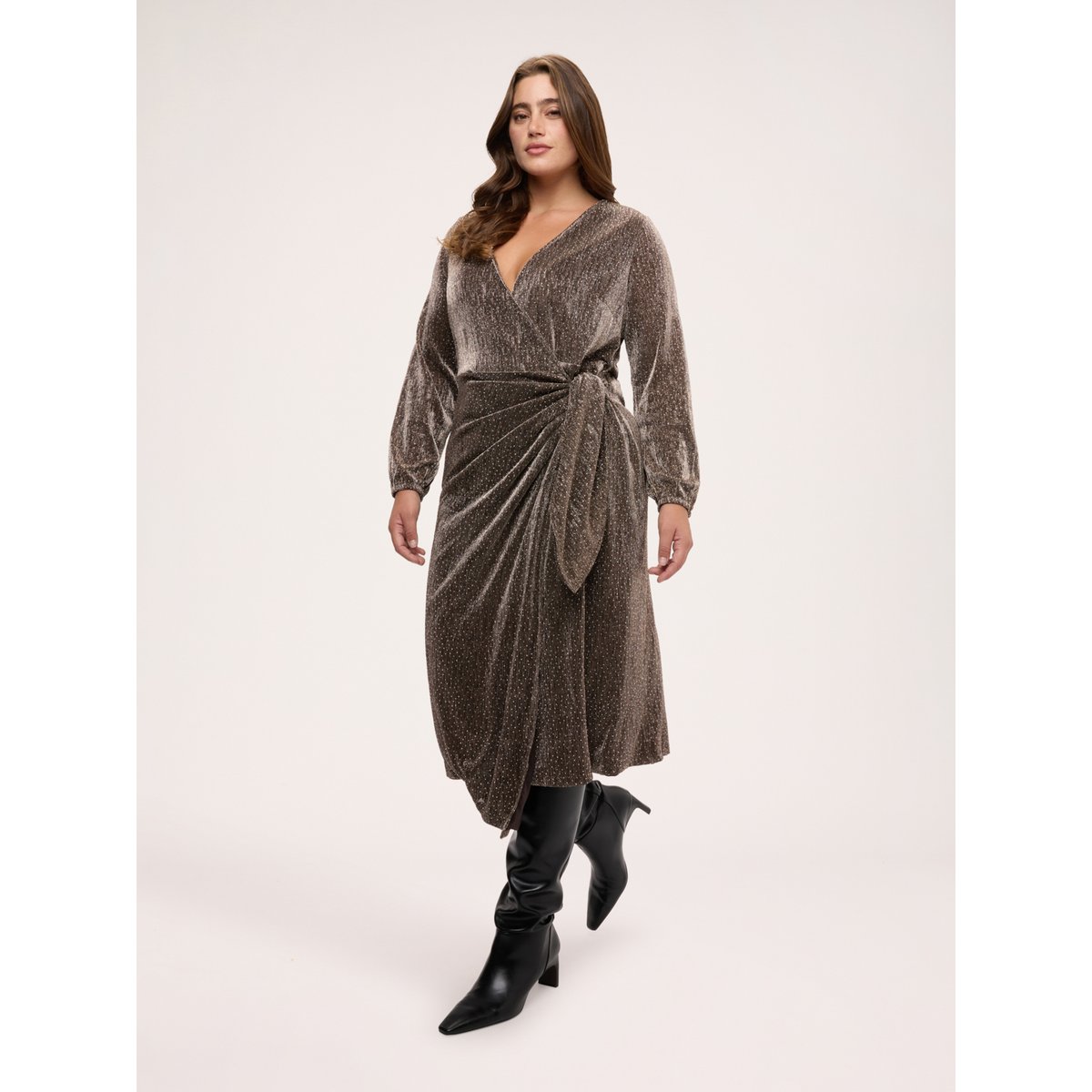 Robe portefeuille marron, FIORELLA RUBINO