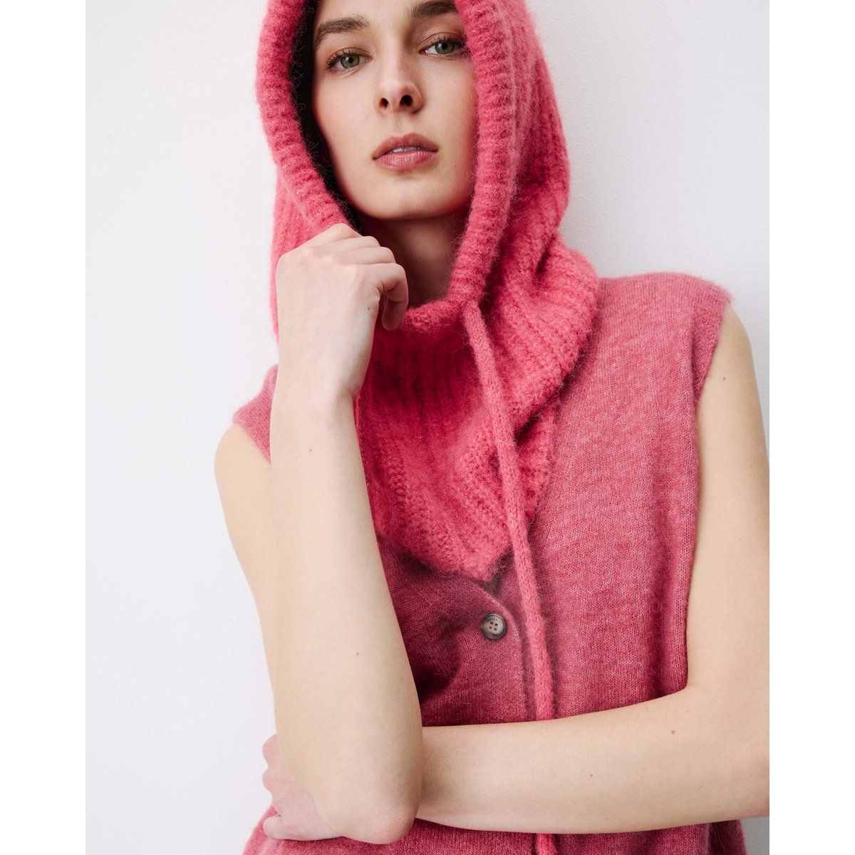 Cagoule en laine mélangée blush Samourai blush, GRACE AND MILA