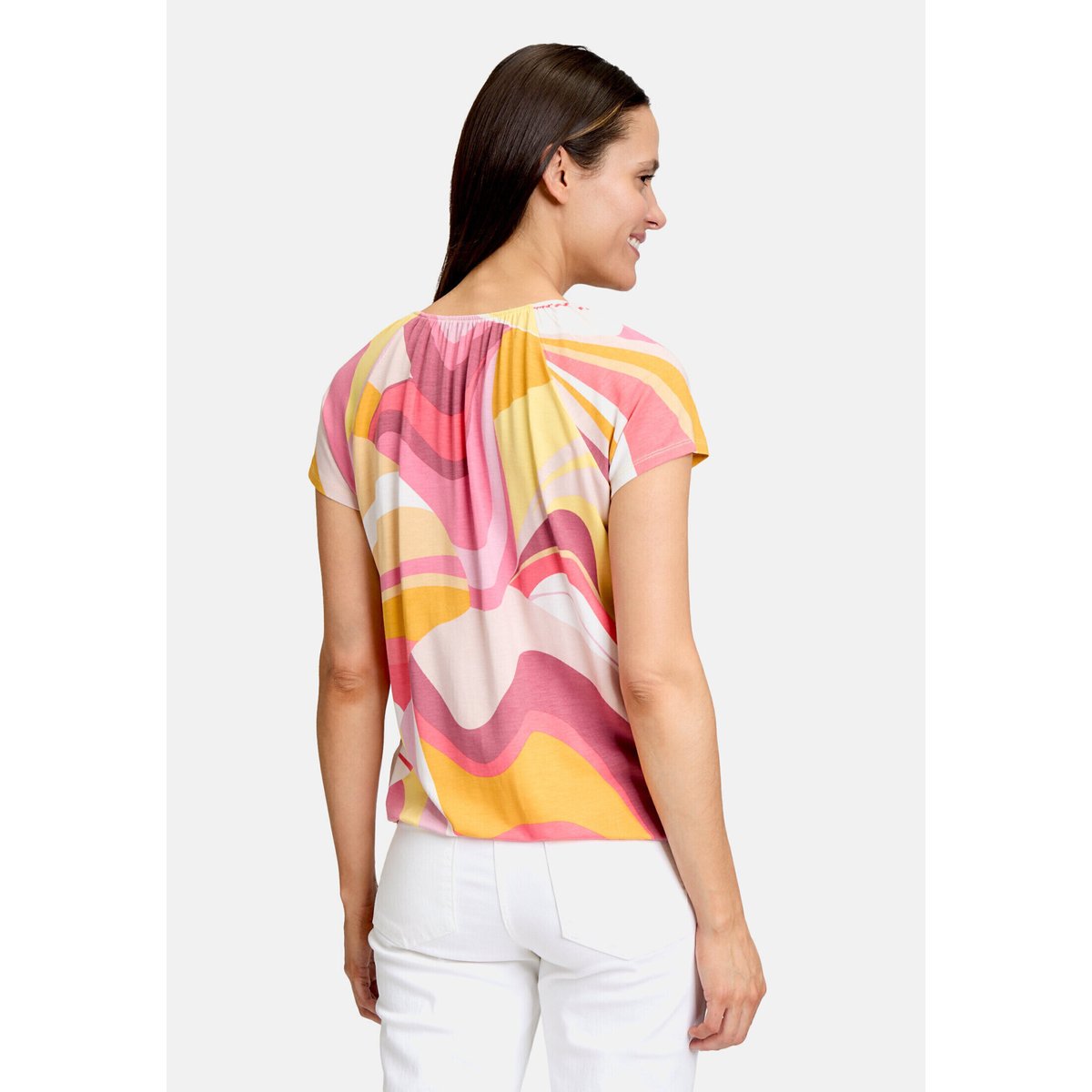 Haut imprimé à élastique rosé/yellow, BETTY BARCLAY