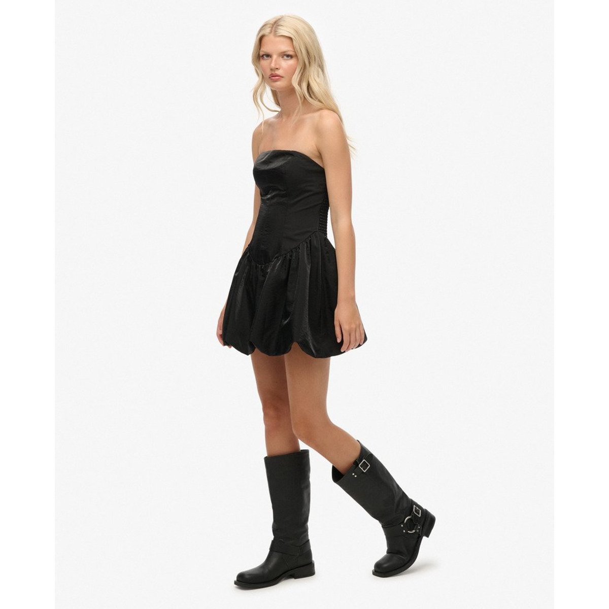 Robe Mini Bandeau à Jupe Bouffante noir, SUPERDRY