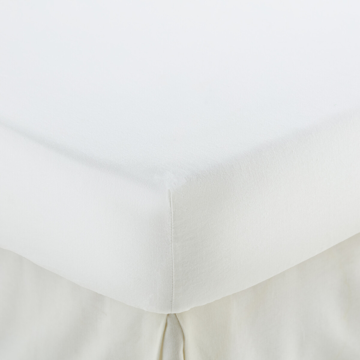 Sábana bajera, lisa, de algodón lavado, altura 30 cm, KUMCO blanco, LA REDOUTE INTERIEURS