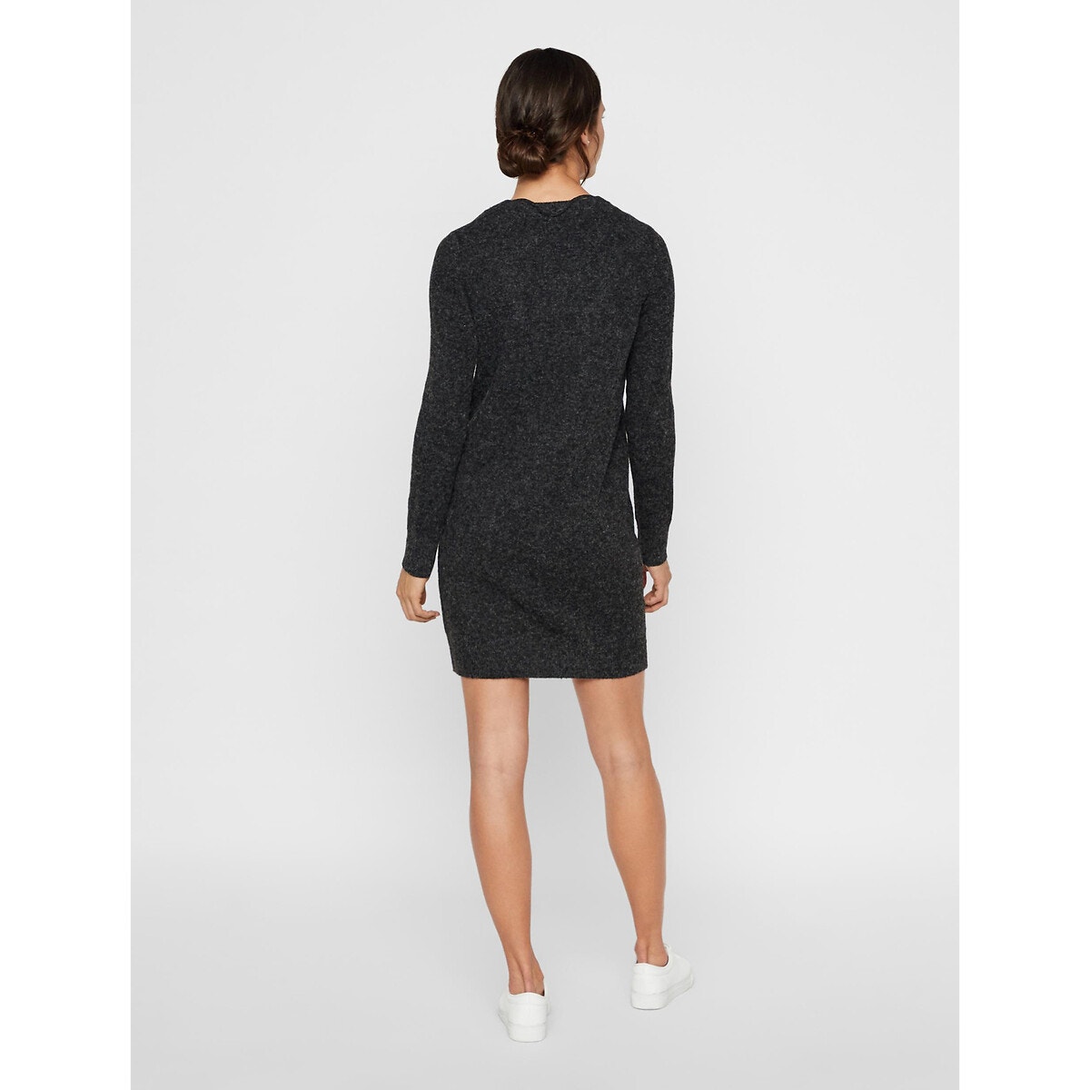 Robe pull, col rond noir chiné, VERO MODA