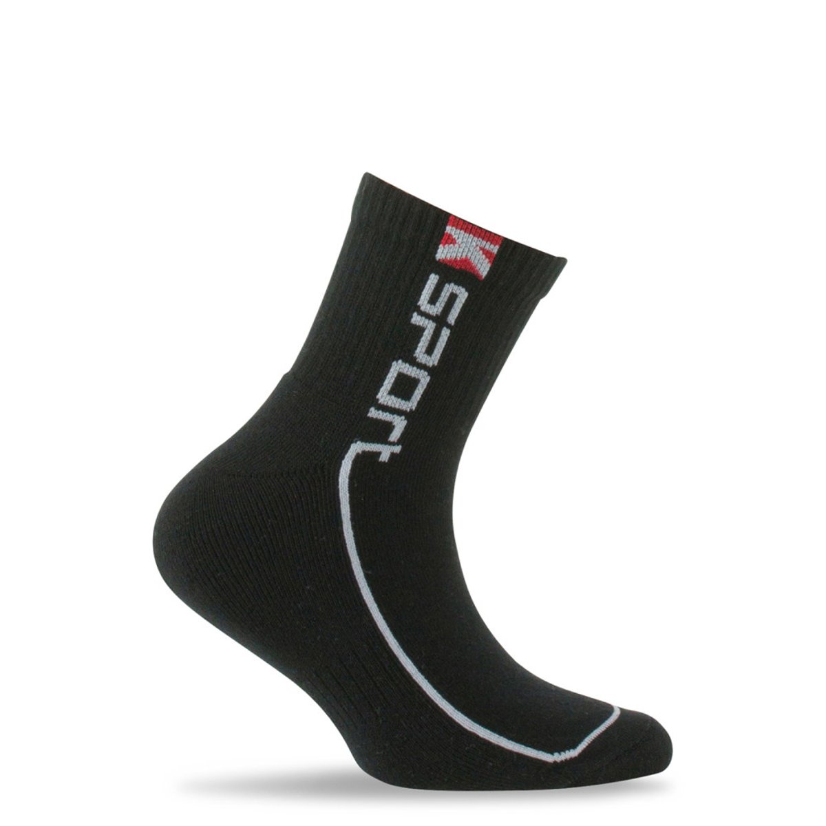Lot de 3 paires de chaussettes courtes sport enfant en coton noir, KINDY