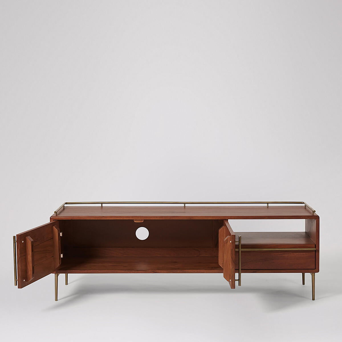 Connaught Acacia Wood 2 Door 1 Drawer Media Unit dark acacia wood, SWOON
