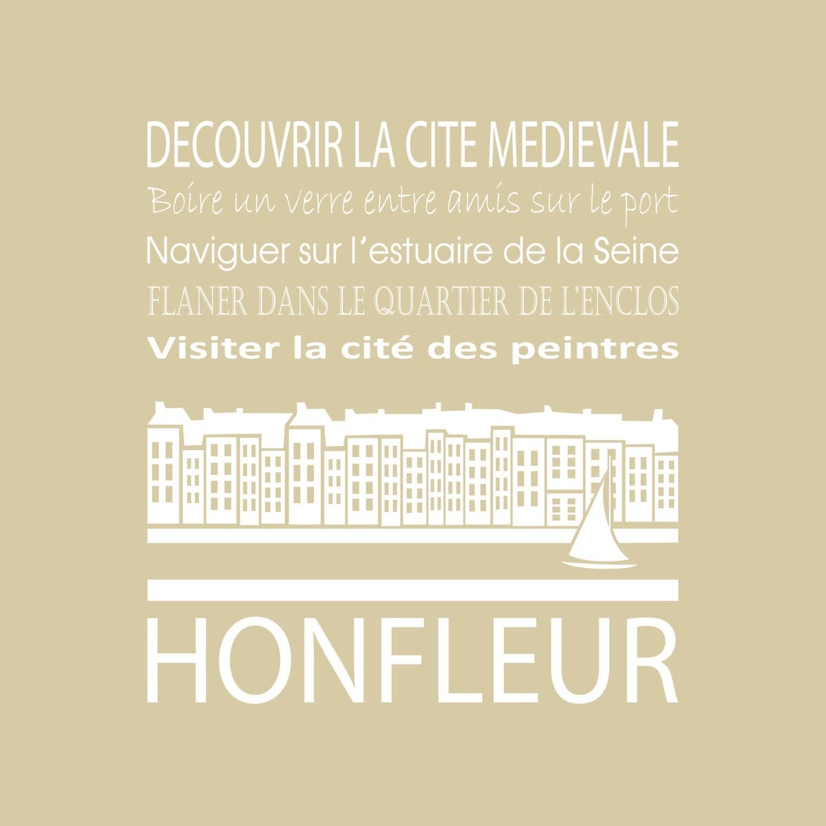 Tableau Mural Honfleur ILLUSTRATION tableaux sur toile-beige, CEANOTHE