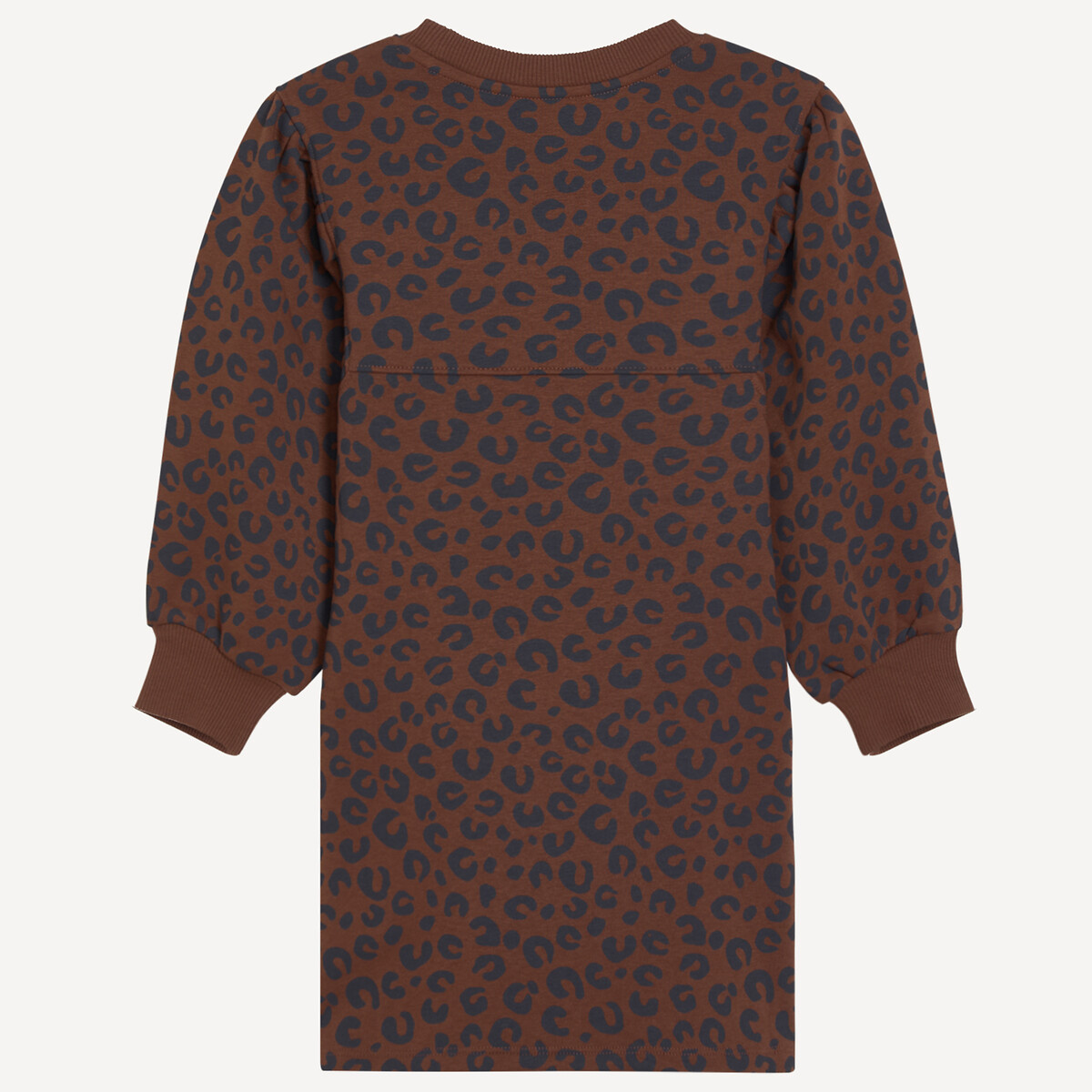 Leopard Print Jumper Dress in Fleece with Long Sleeves leopard print/brown, LA REDOUTE COLLECTIONS
