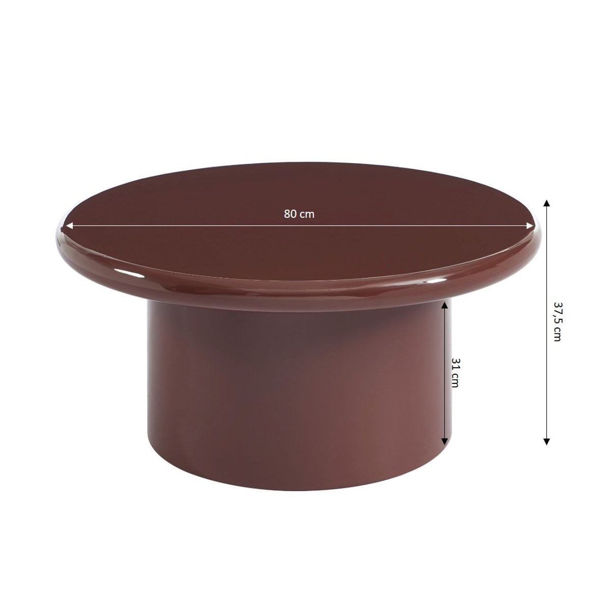 Table basse laquée brillant MOXY bordeaux, SORELH