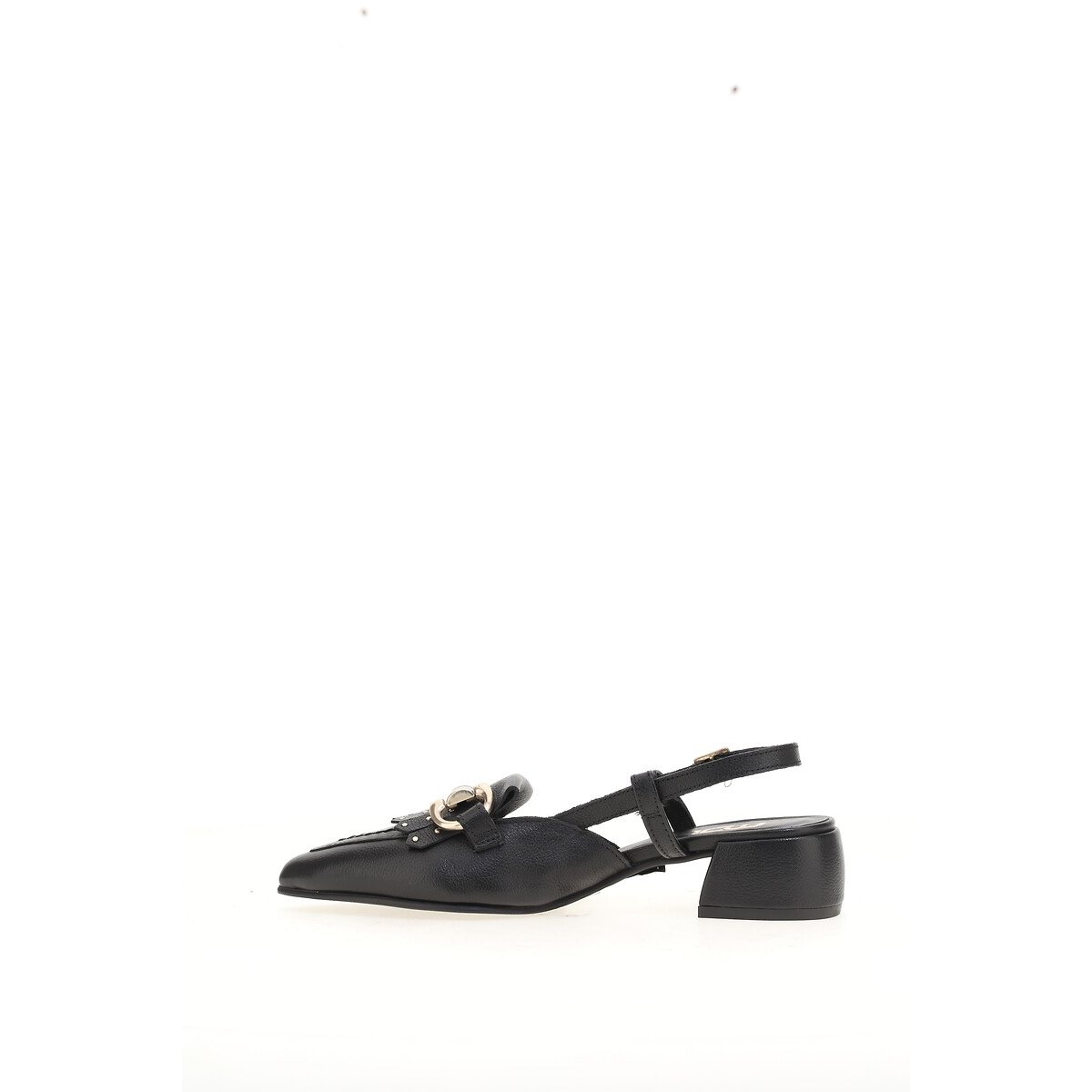 Ballerines slingback pointues en cuir noir, MJUS