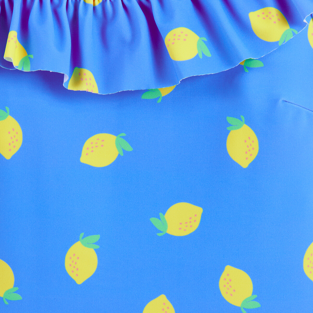 Maillot de bain 1 pièce, asymétrique, imprimé citrons imprimé bleu, LA REDOUTE COLLECTIONS