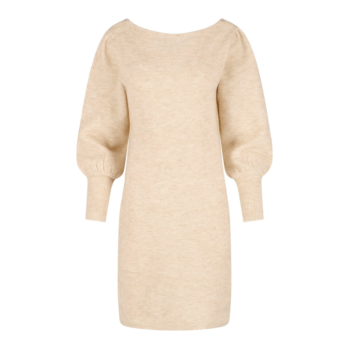 Robe pullover à col bateau beige clair, LOLALIZA