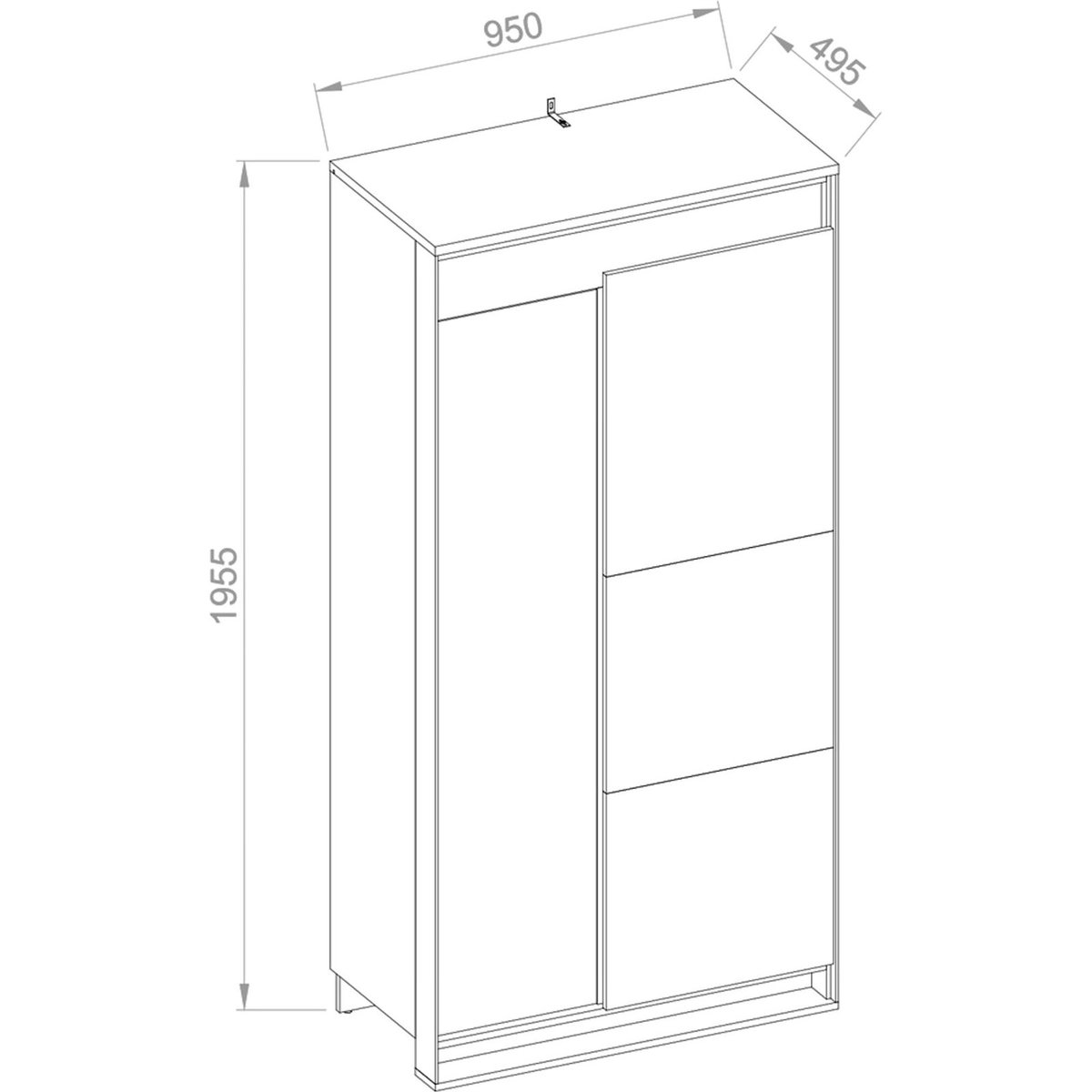 Armoire 2 portes battantes collection QUANT chêne artisan et noir, RECOLLECTION