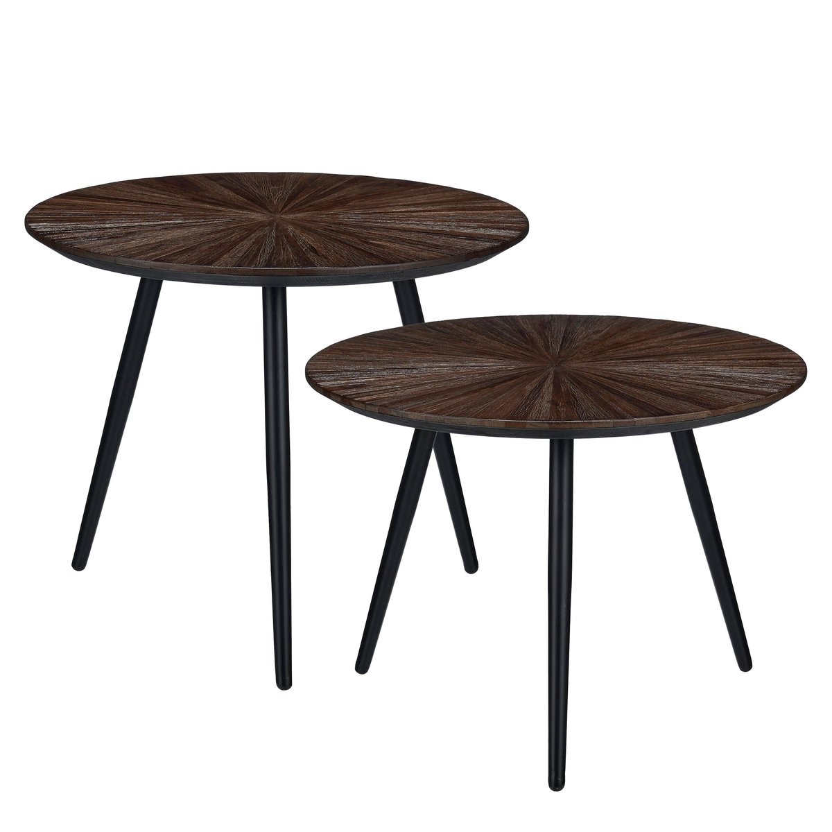 Lot de 2 tables d'appoint texturées DANE brun, MICA DECORATIONS
