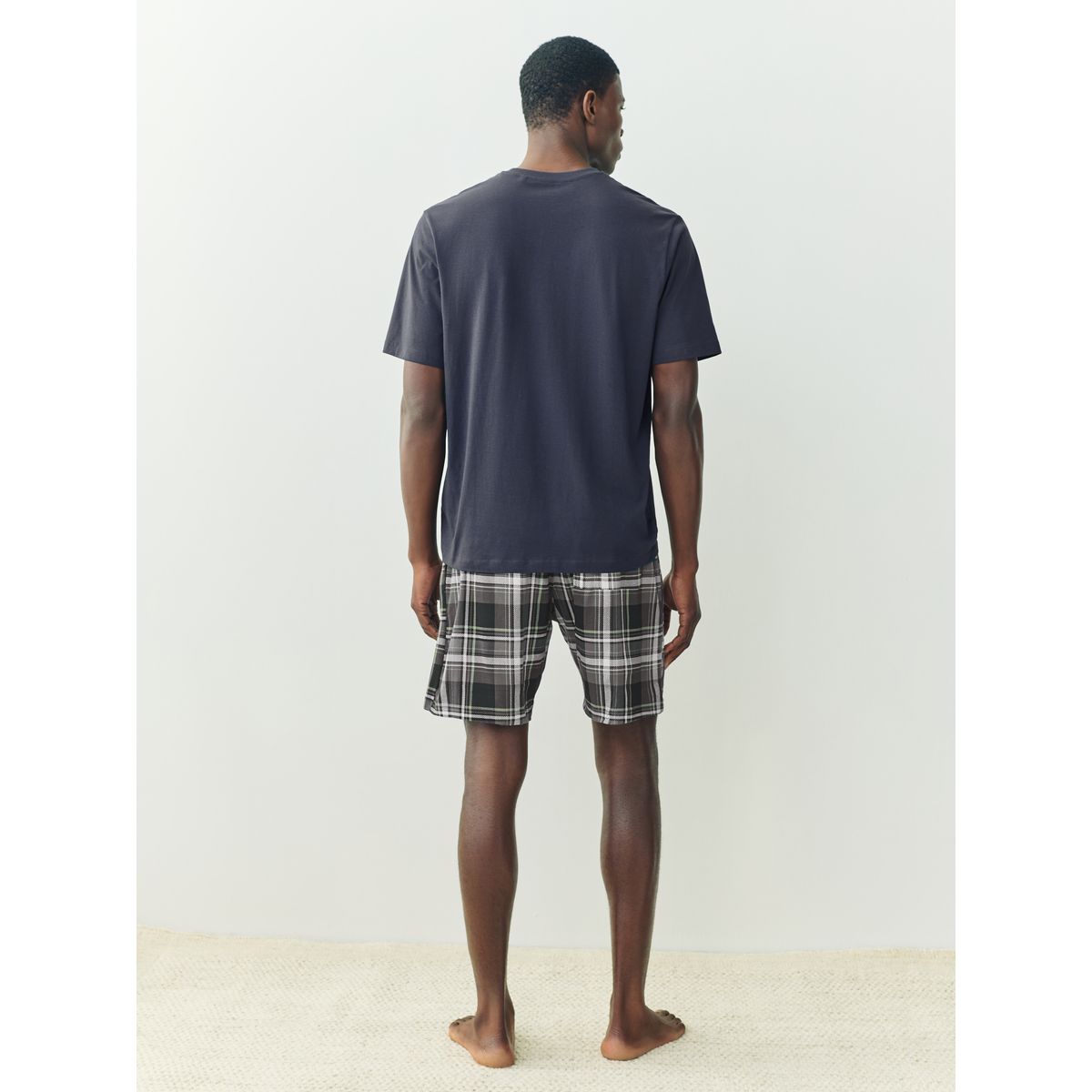 Pyjama en jersey à carreaux, lot de 2 noir/bleu marine, NEXT