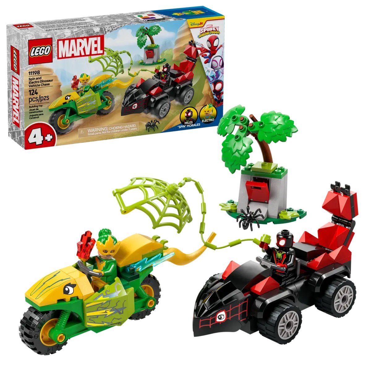 Marvel Course-poursuite entre Spin et Electro en dino-véhicules multicolore, LEGO