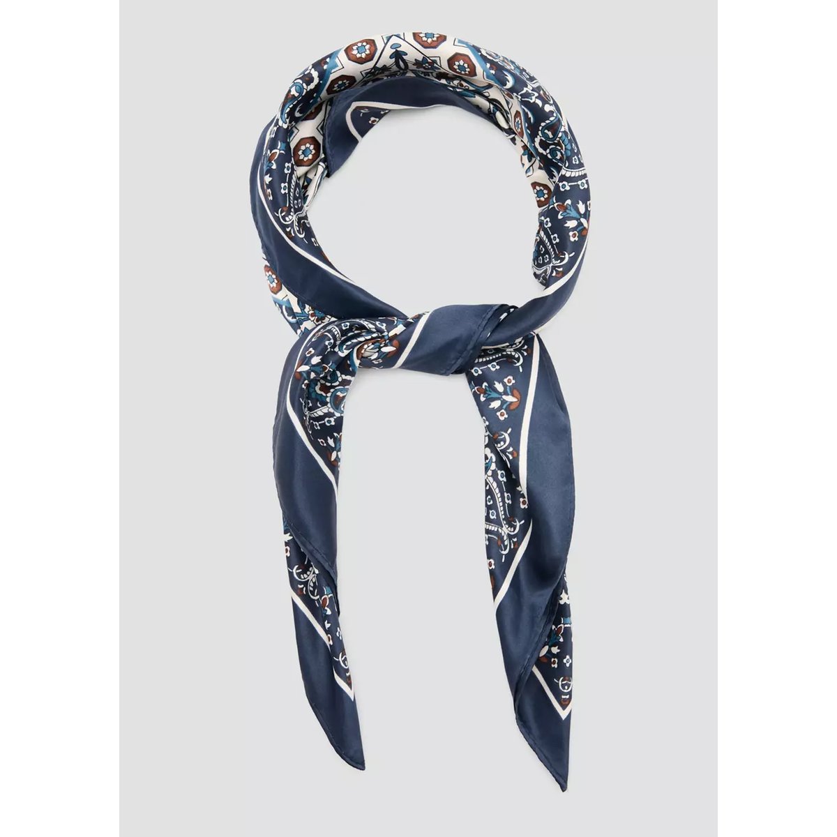 Foulard satiné paisley bleu marine foncé, MANGO