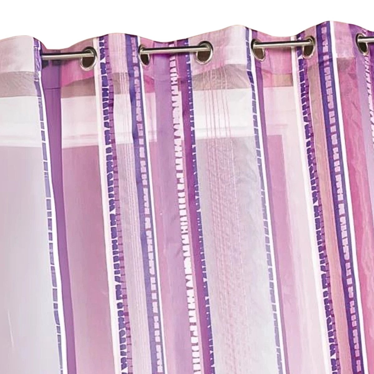 Voilage en organza jacquard à rayures verticales prune, HOME MAISON