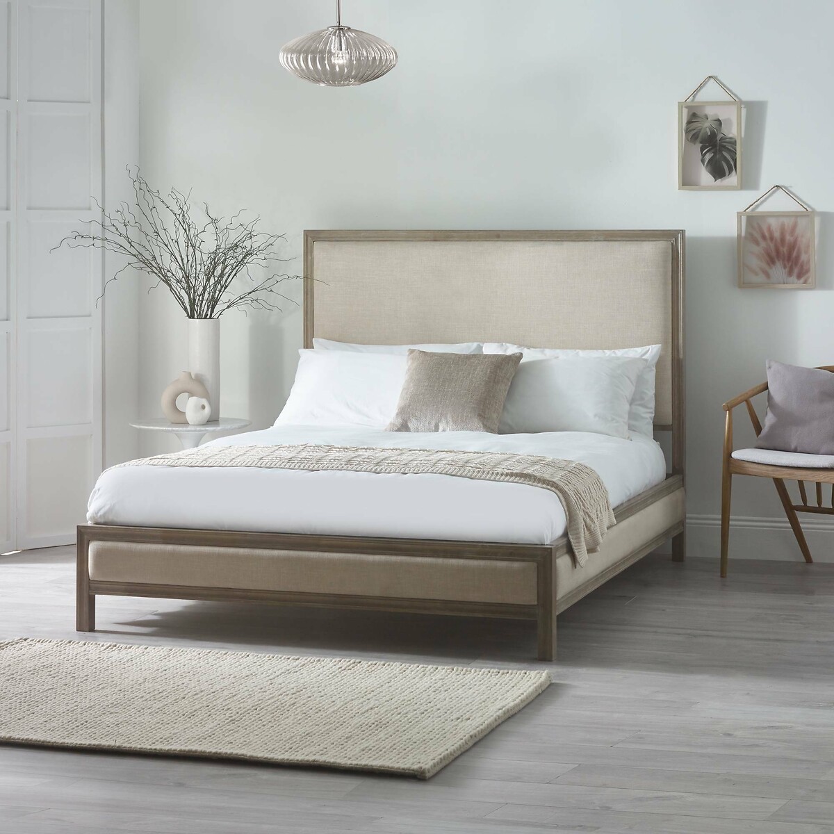 Sophie French Antique Linen & Limed Oak Bed ivory, SO'HOME