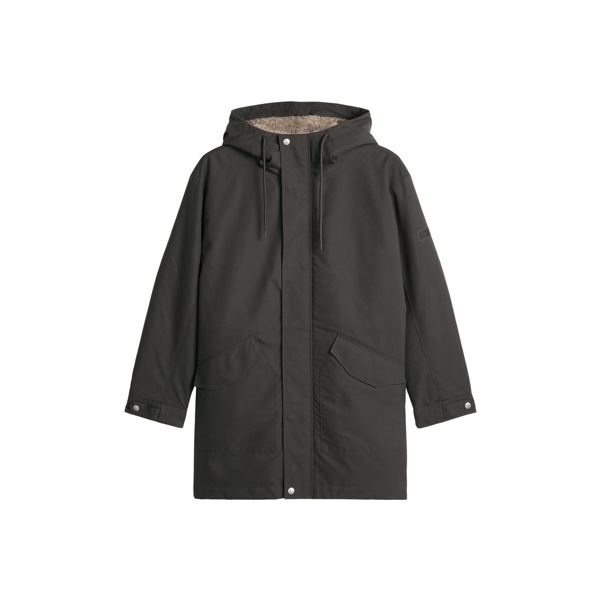 Veste à capuche en toile, coupe regular avec doublure en peluche et rembourrage en Unifi REPREVE® noir, MARC O'POLO