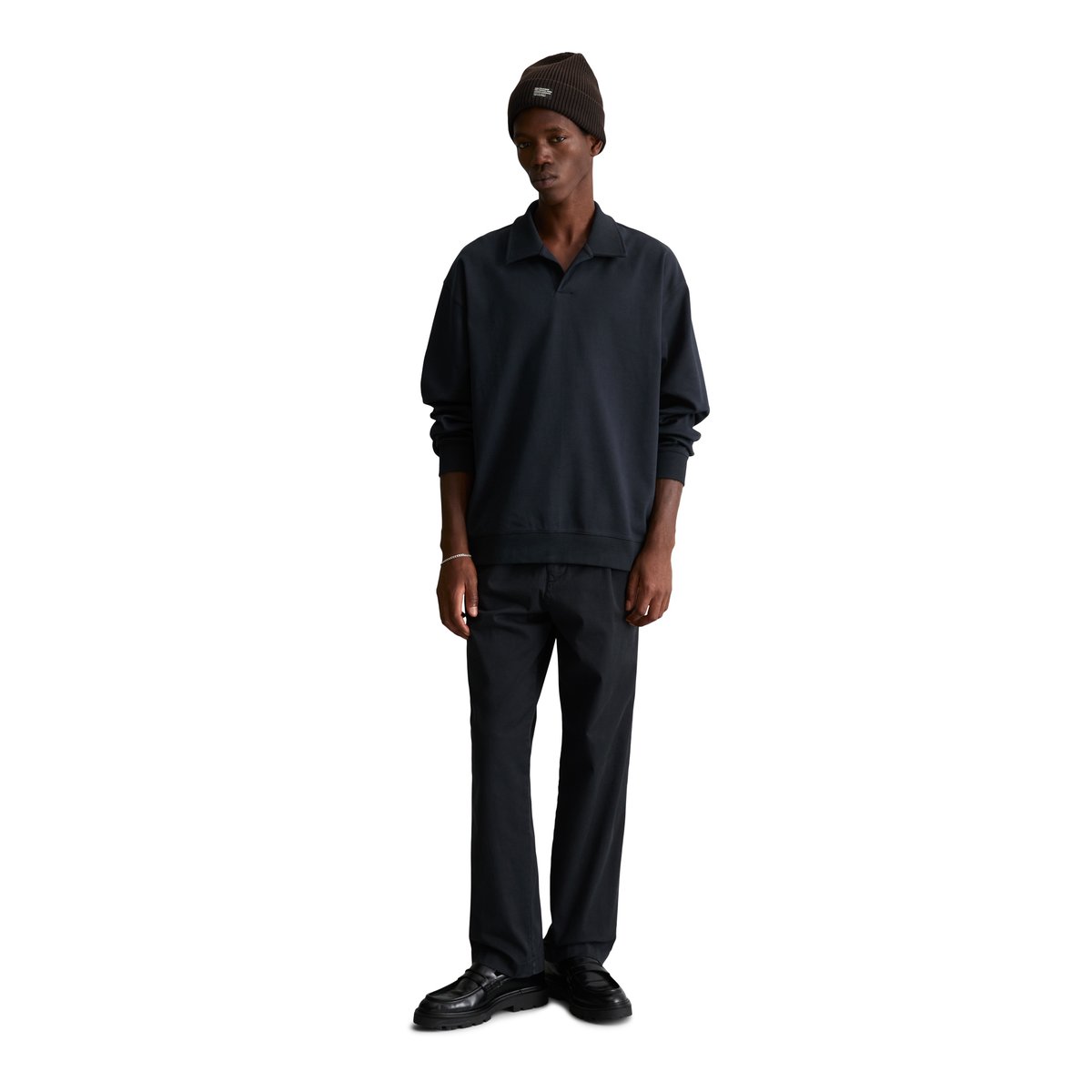 Sweat-shirt polo coupe classique en jersey interlock épais bleu, MARC O’POLO DENIM
