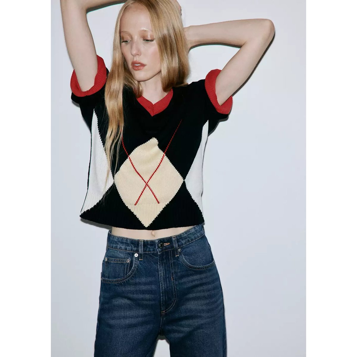 Jean droit taille haute bleu foncé, MANGO