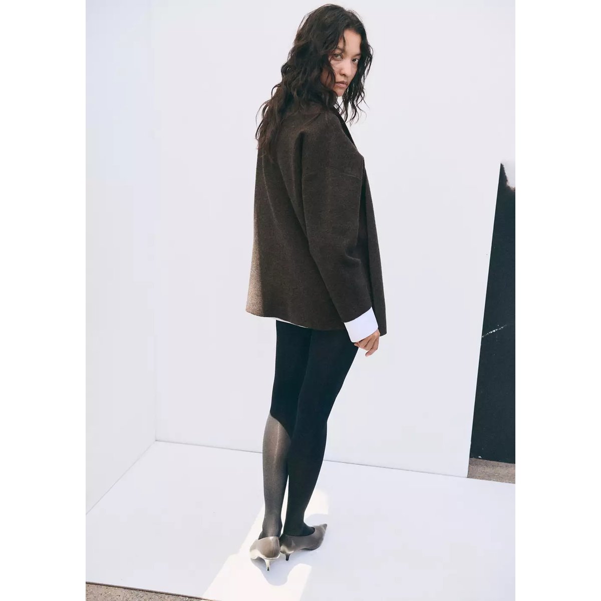 Manteau maille écharpe amovible marron, MANGO