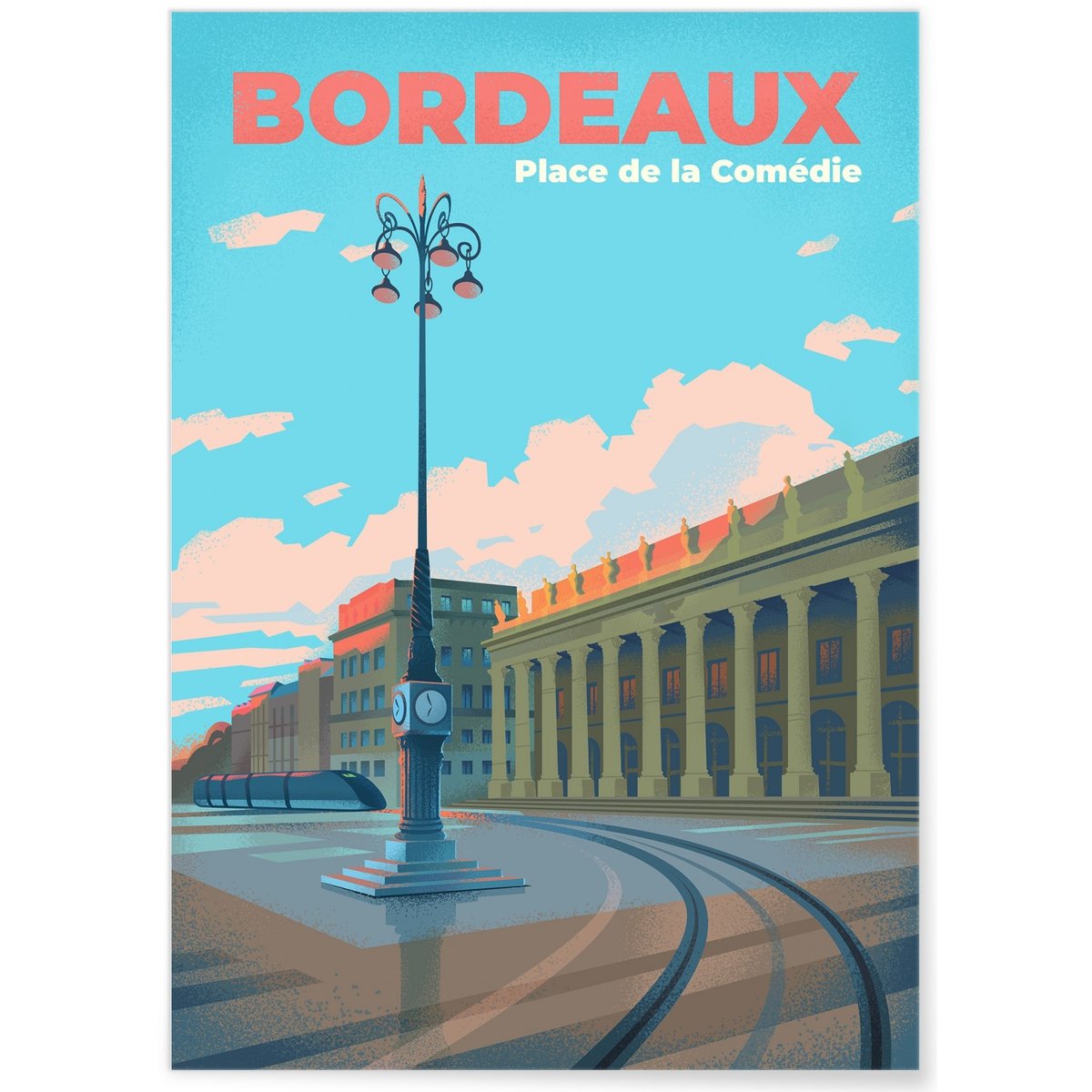 Affiche ville Bordeaux - Place de la Comédie blanc, L'AFFICHERIE