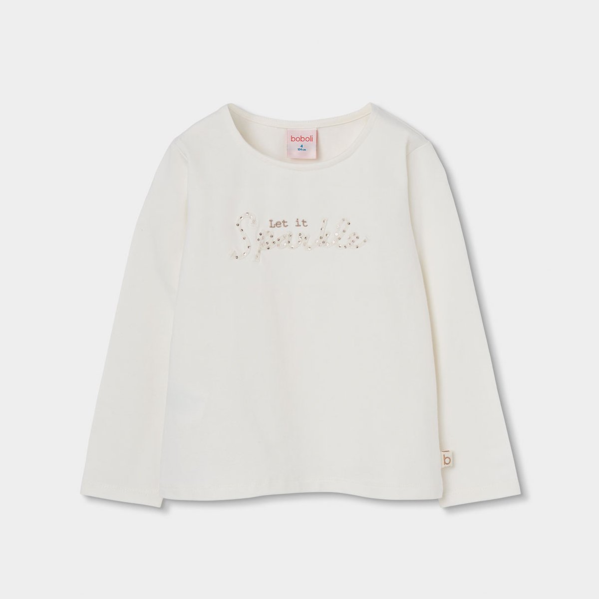 T-shirt fille en maille avec message blanc, BOBOLI