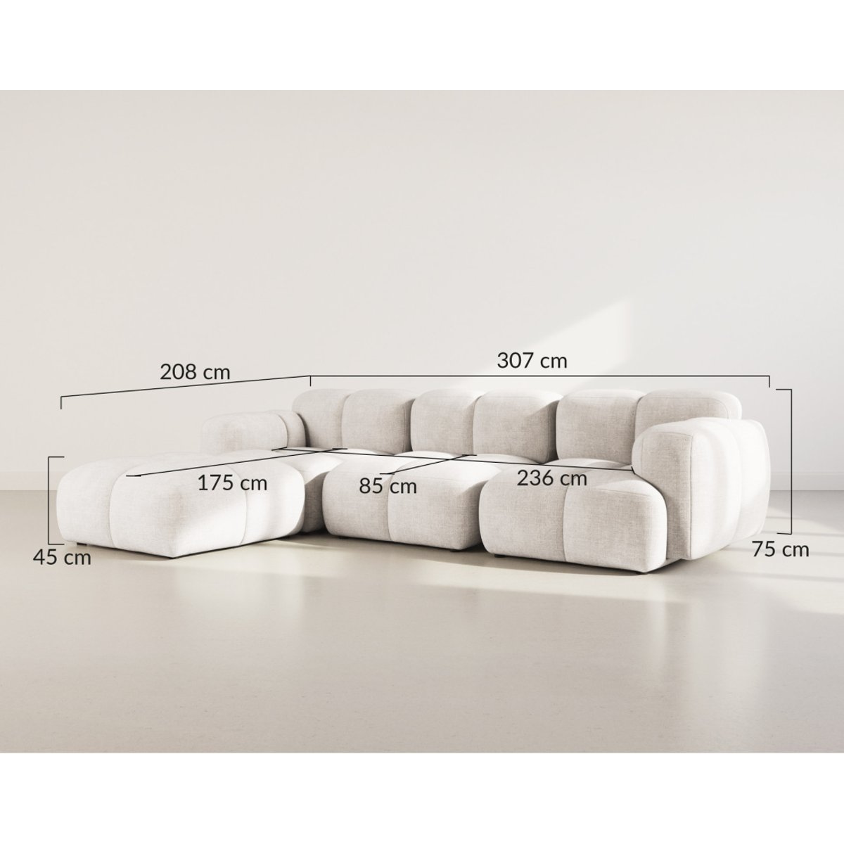 Canapé d'Angle réversible 4 places - GRACE bleu, BEST MOBILIER