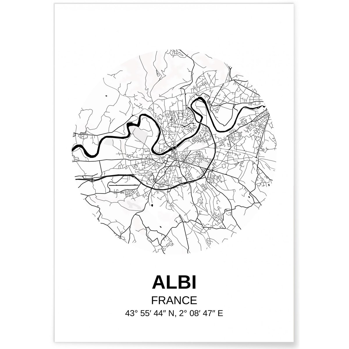 Affiche Carte Albi blanc, L'AFFICHERIE