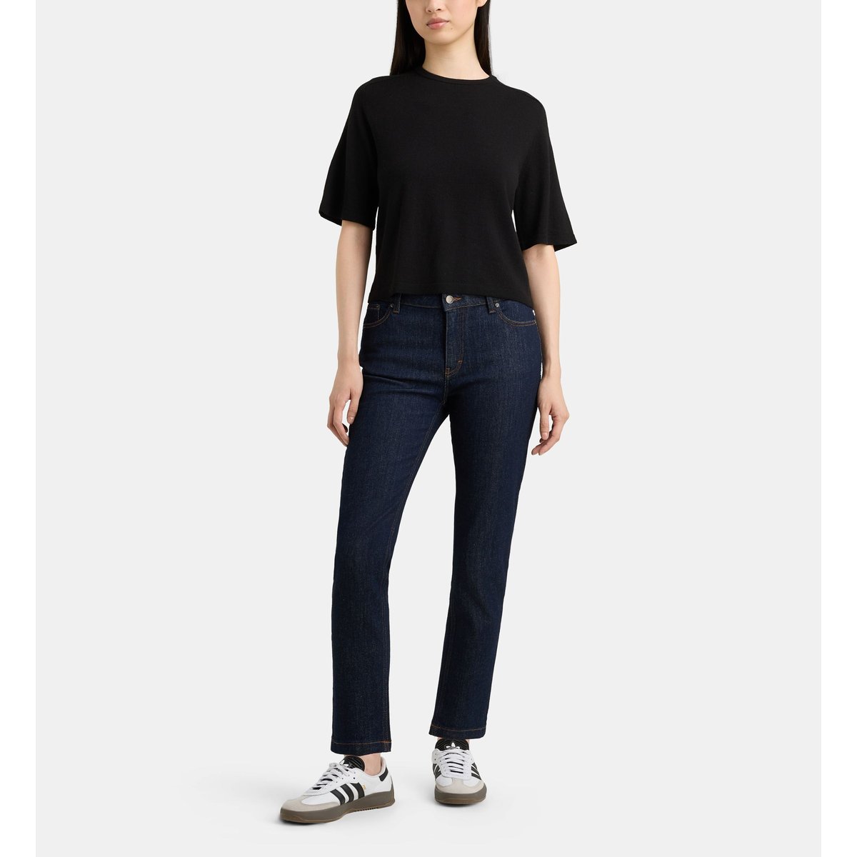 Pull elsa crop ample fluide en laine noir, GALERIES LAFAYETTE