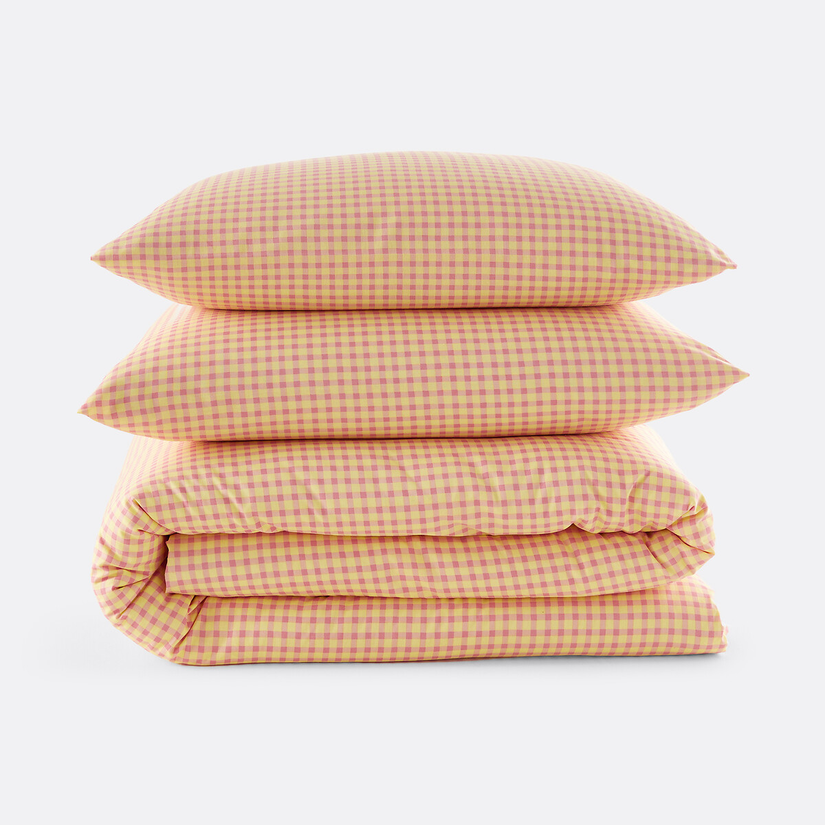Parure de lit 30% coton recyclé, taie rectangulaire, imprimé carreaux, LESIA vichy rose, LA REDOUTE INTERIEURS