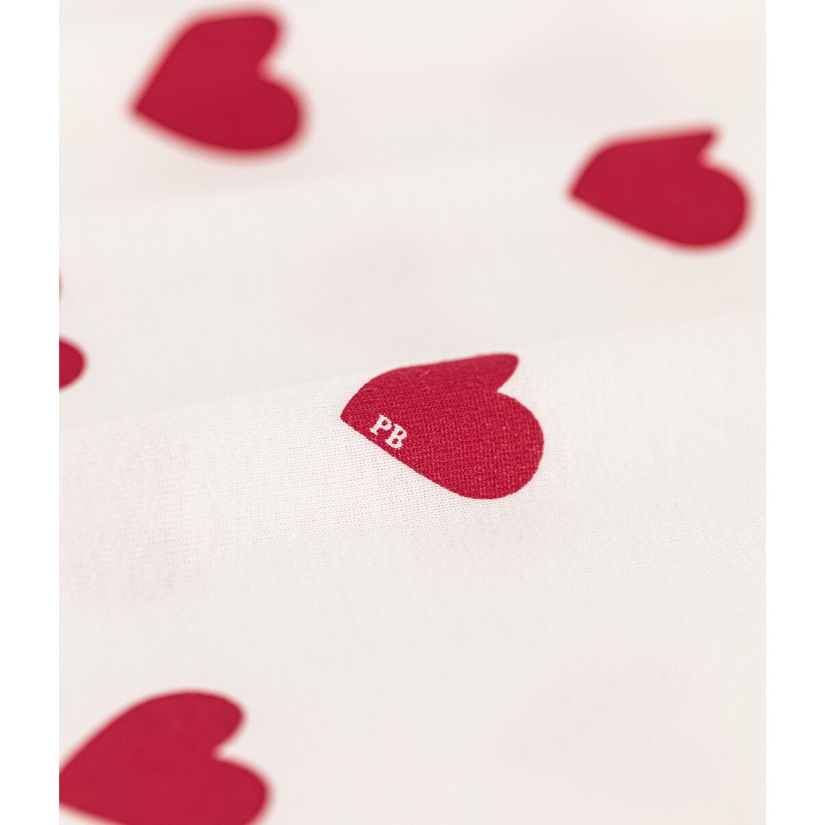 Heart Print Cotton Nightie red/white, PETIT BATEAU