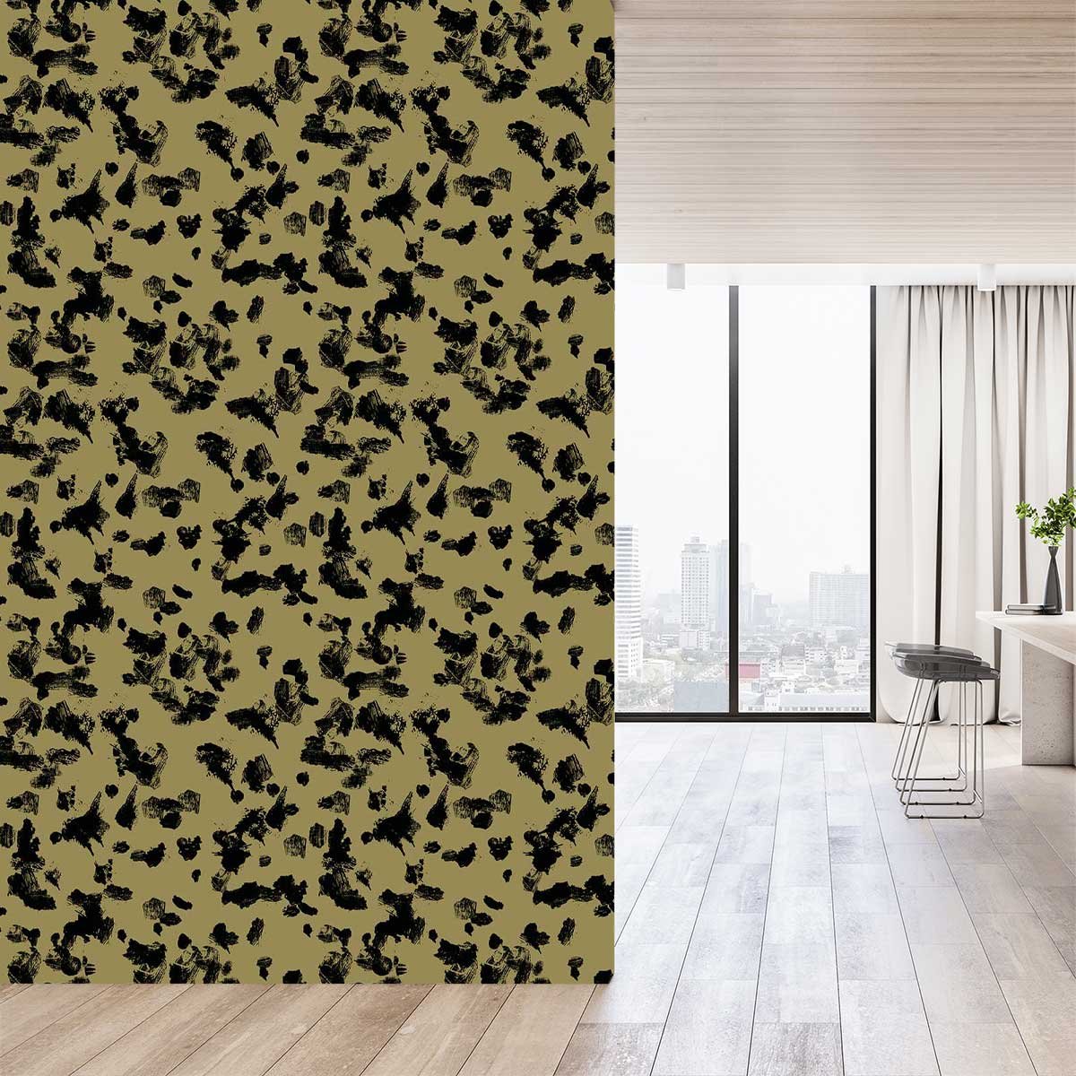 Papier peint à peindre kaki chic intissé, HEXOA