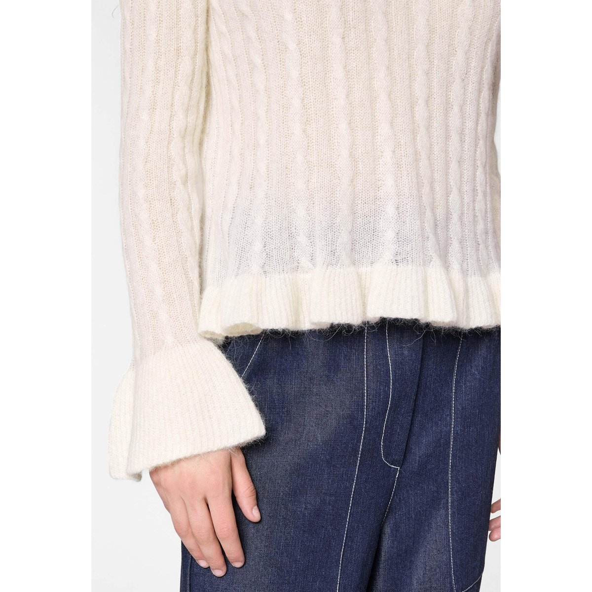 Pull torsades en alpaga blanc écru, RODIER