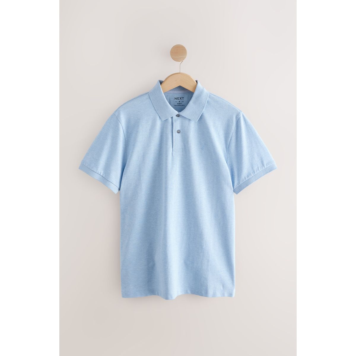 Polo en piqué à manches courtes marl bleu clair, NEXT