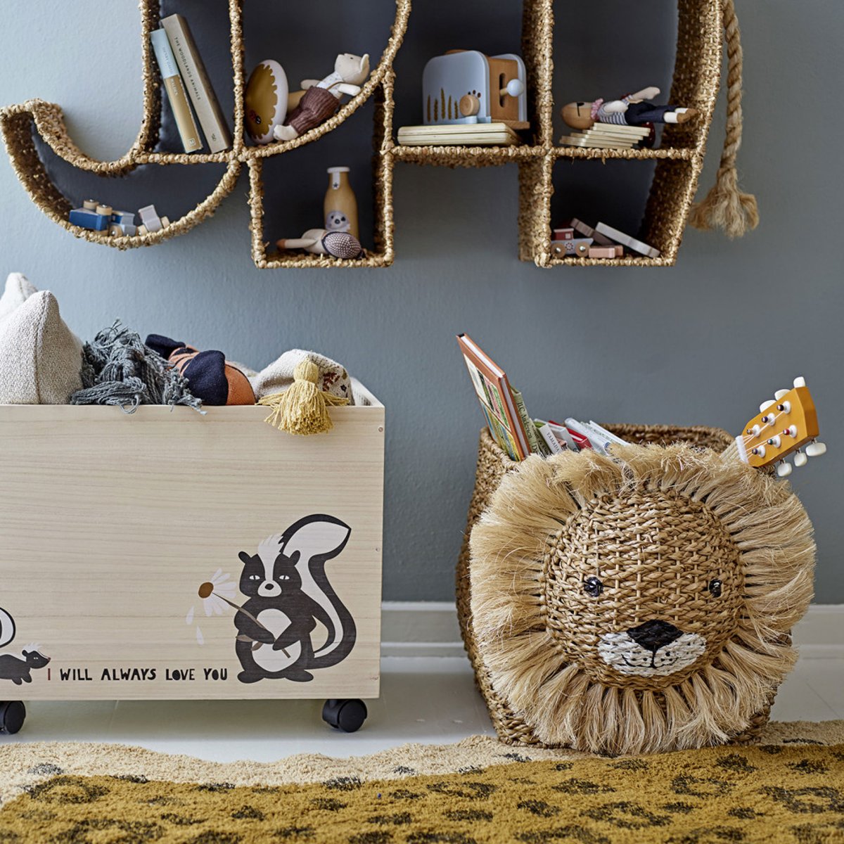 Panier forme lion en fibre naturelle- HARRISON naturel, BLOOMINGVILLE