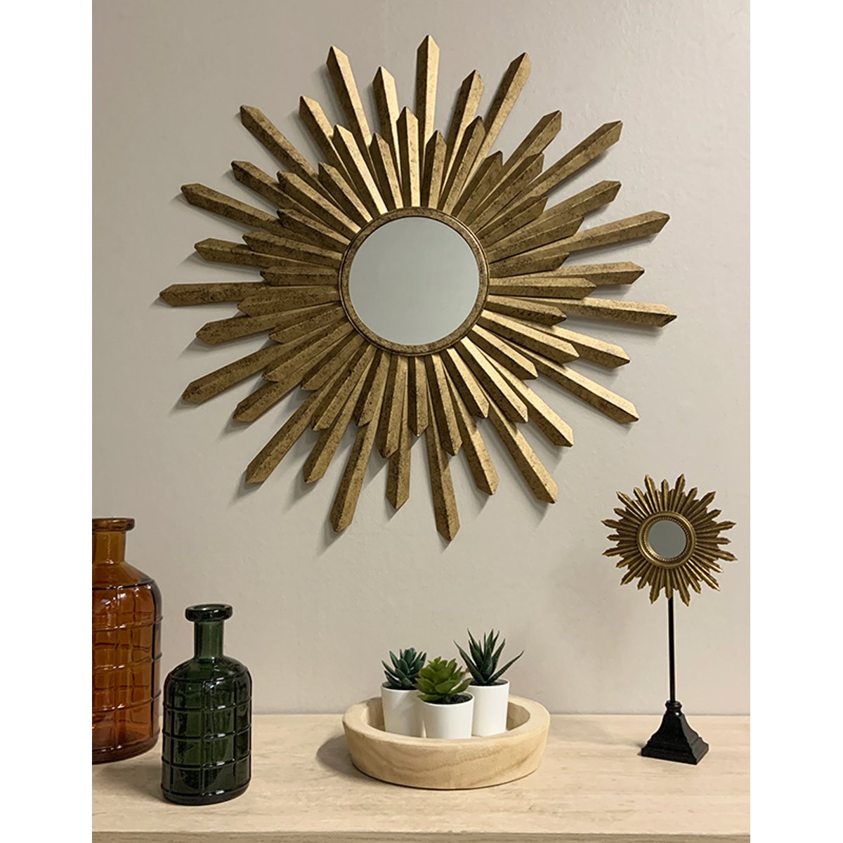 Miroir soleil métal 76cm or, EMDE