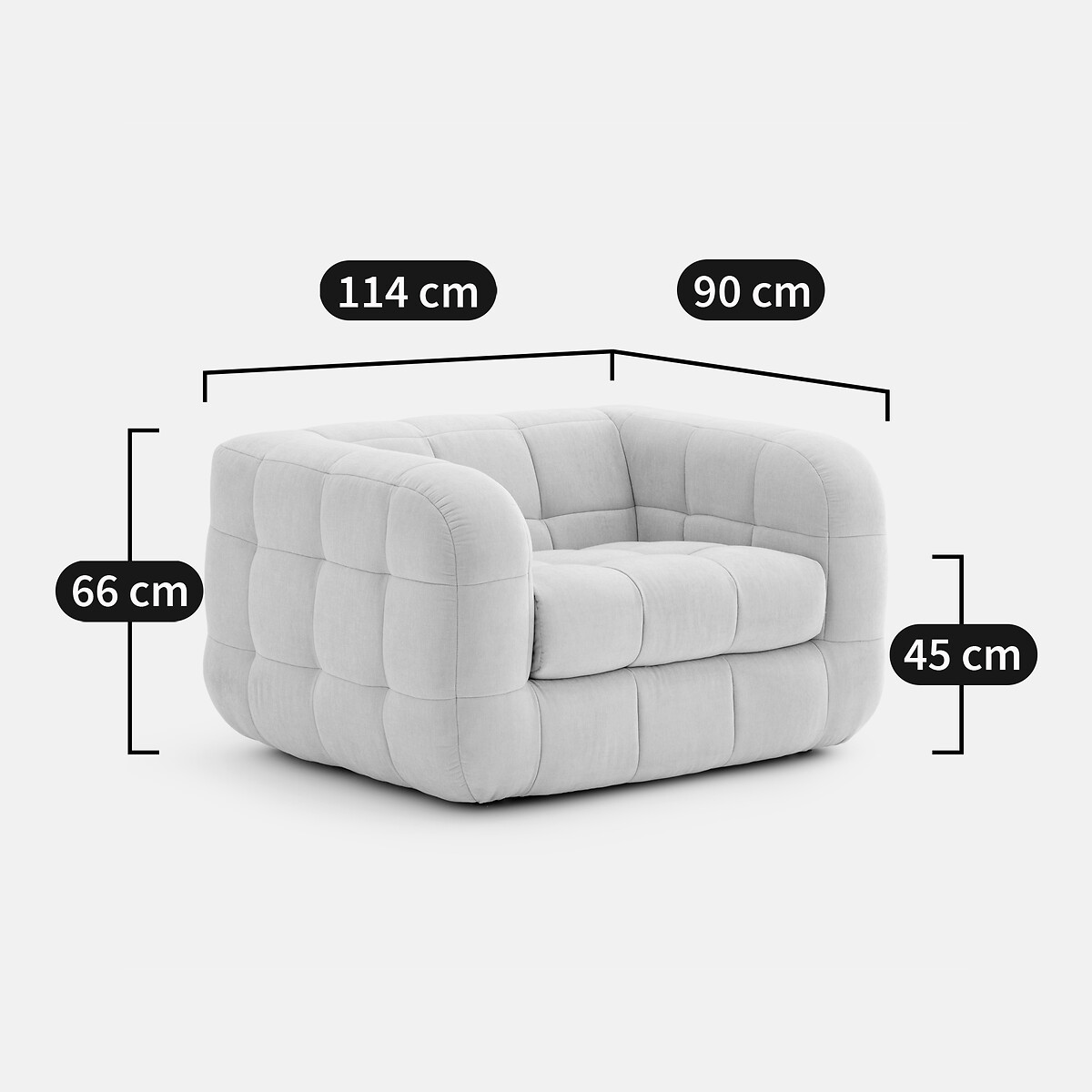 Fauteuil, en velours texturé, PIETA crème, LA REDOUTE INTERIEURS