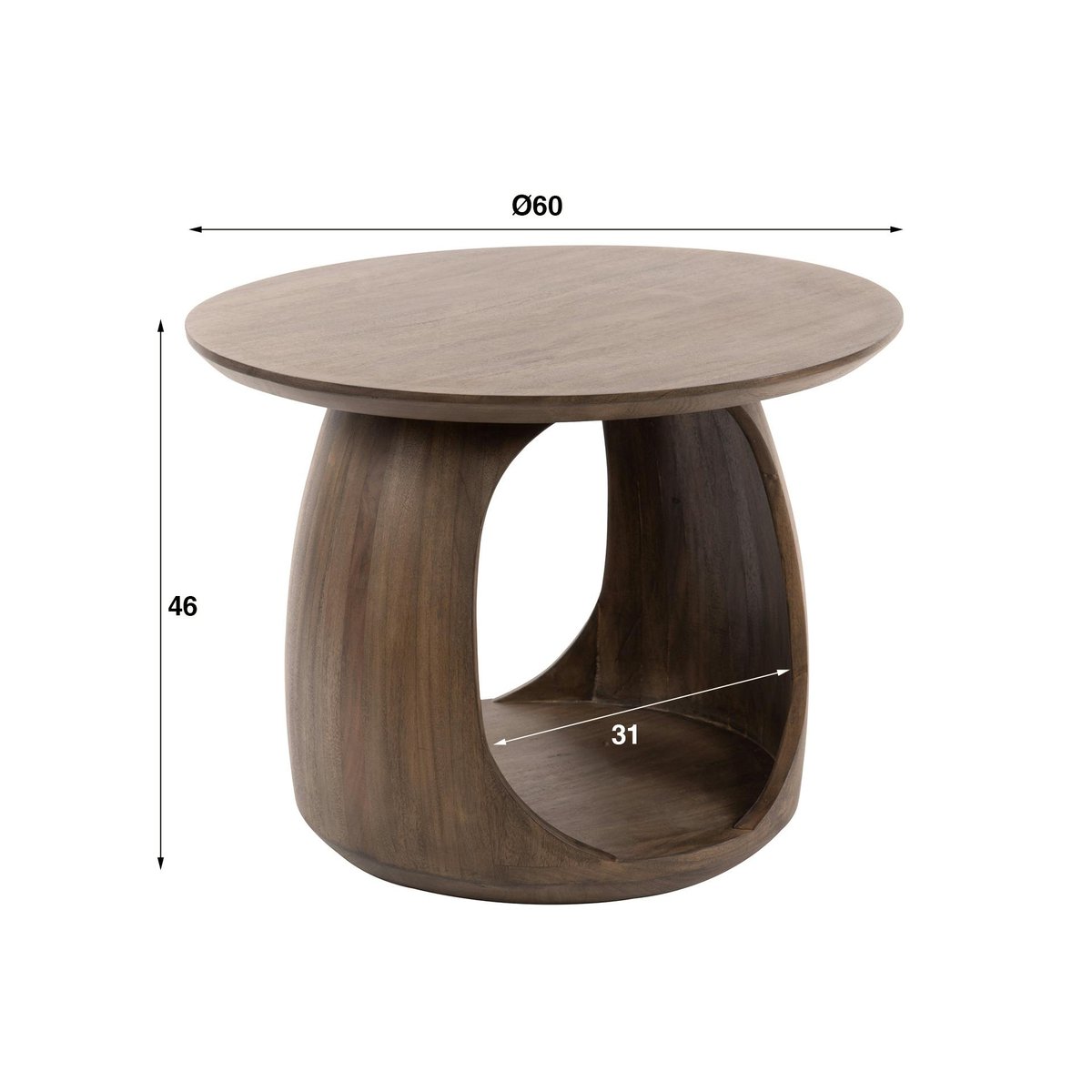 Table d’appoint bois brun – rangement intégré, 46 cm MYSORE marron, PIER IMPORT