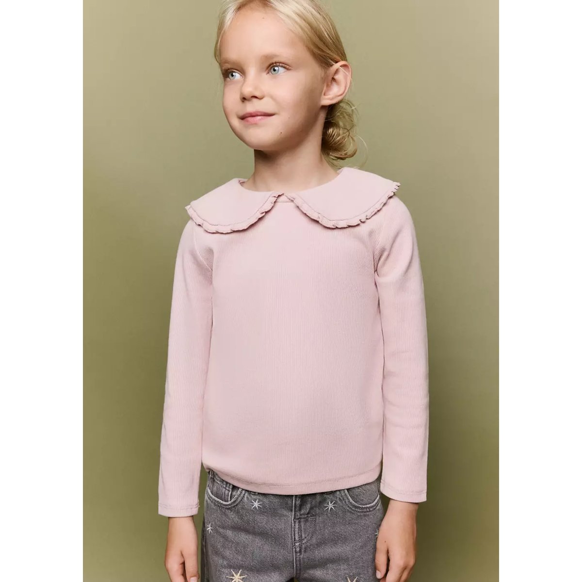 T-shirt en coton col Claudine rose, MANGO BABY
