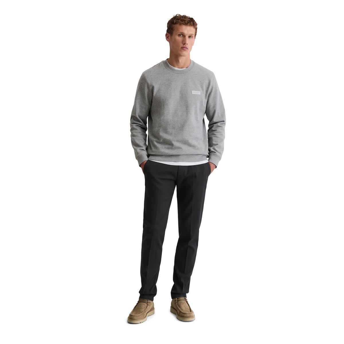 Sweat-shirt DfC régulier en sweat doux en coton bio gris, MARC O'POLO