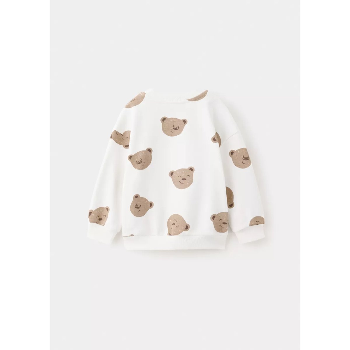Sweat en coton à motif ours blanc cassé, MANGO BABY