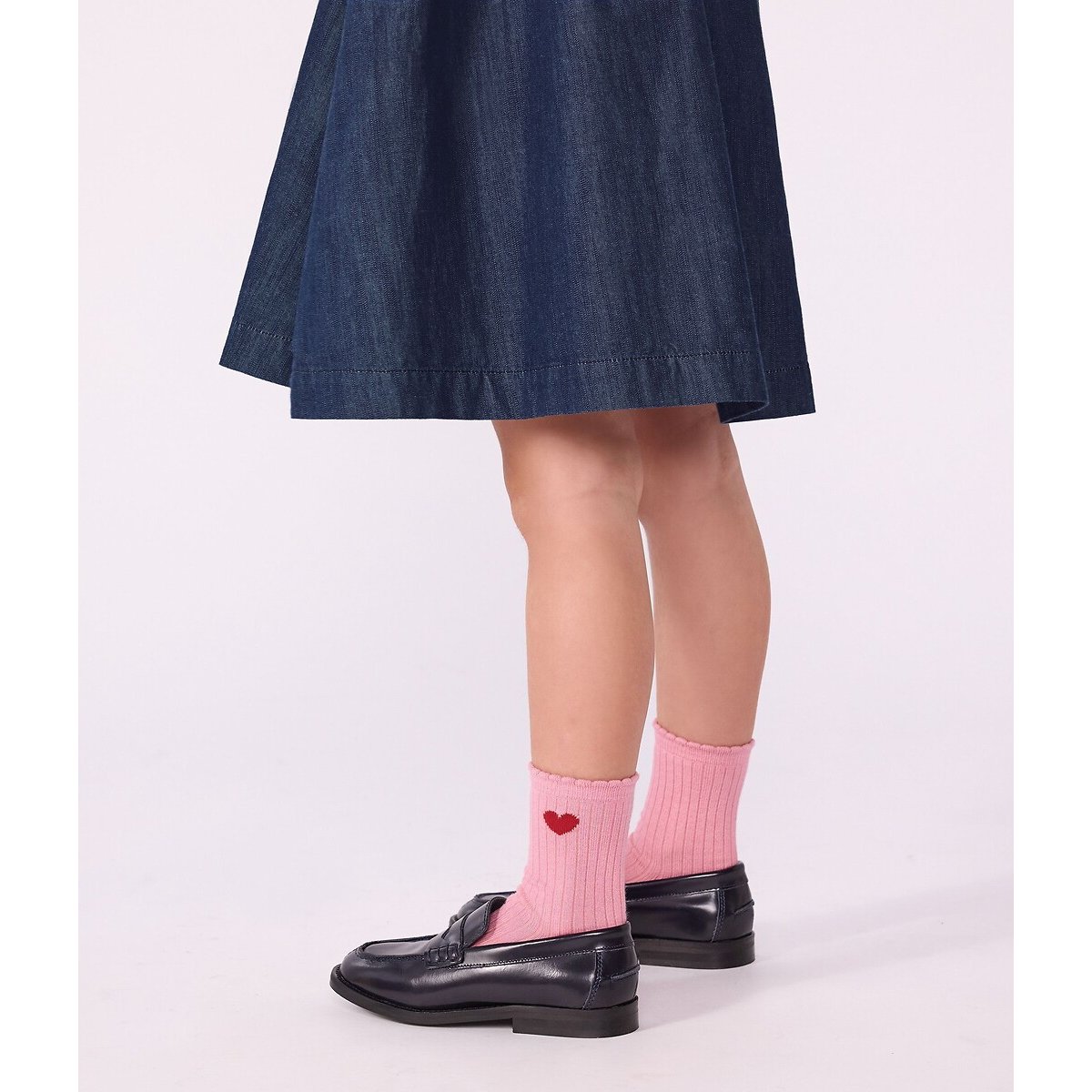 Lot de 5 paires de chaussettes, motif coeur rose + bleu marine + écru, PETIT BATEAU