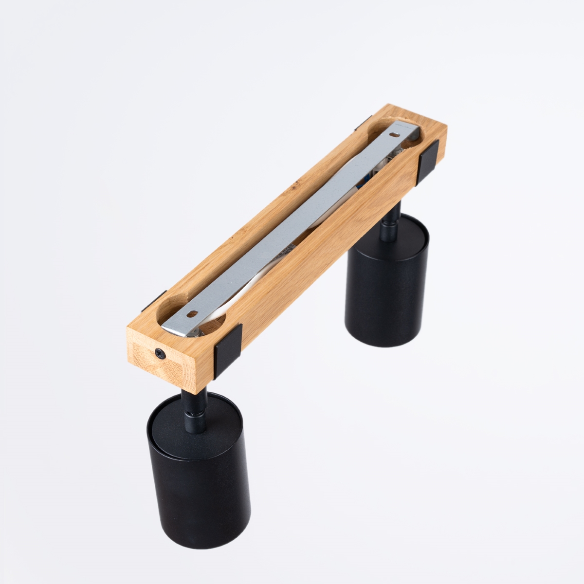 Plafonnier Acier Noir/Bois Naturel GU10 2 Fager noir, EDEN