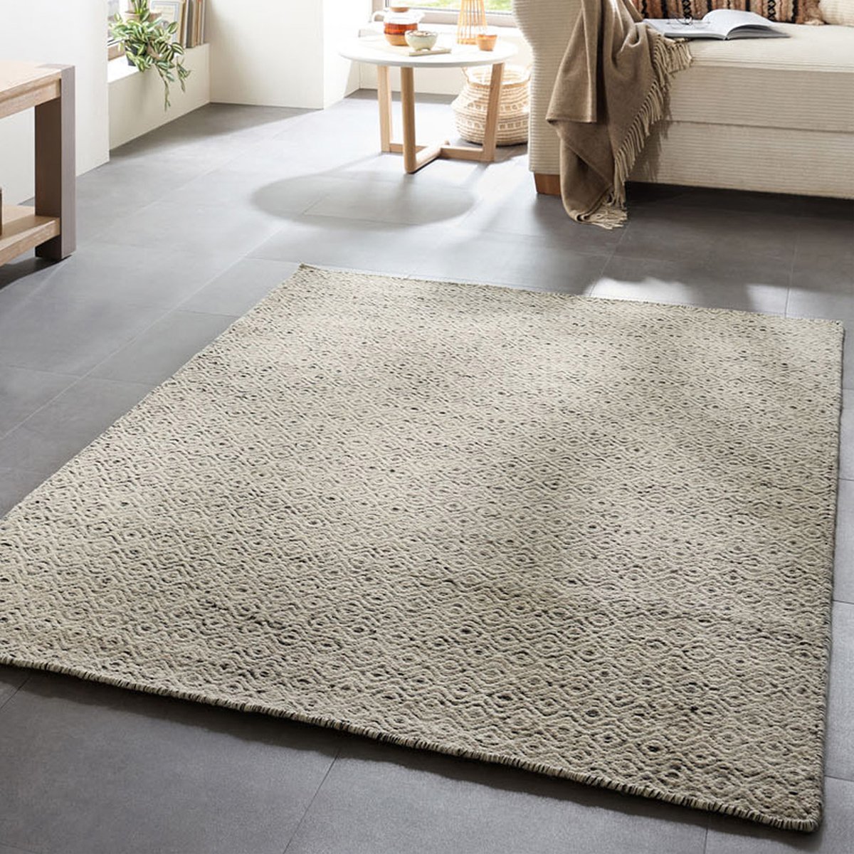 Tapis tissé main style scandinave - TRONDHEIM naturel gris, THEKO
