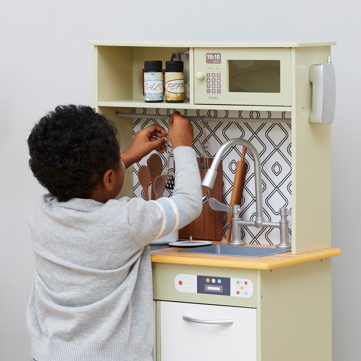 Jeu Cuisine Enfant Bois LITTLE CHEF vert, TEAMSON KIDS